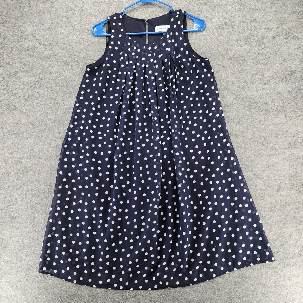 Emma Michele Dress Womens 6 Sleeveless Blue Polka Dot